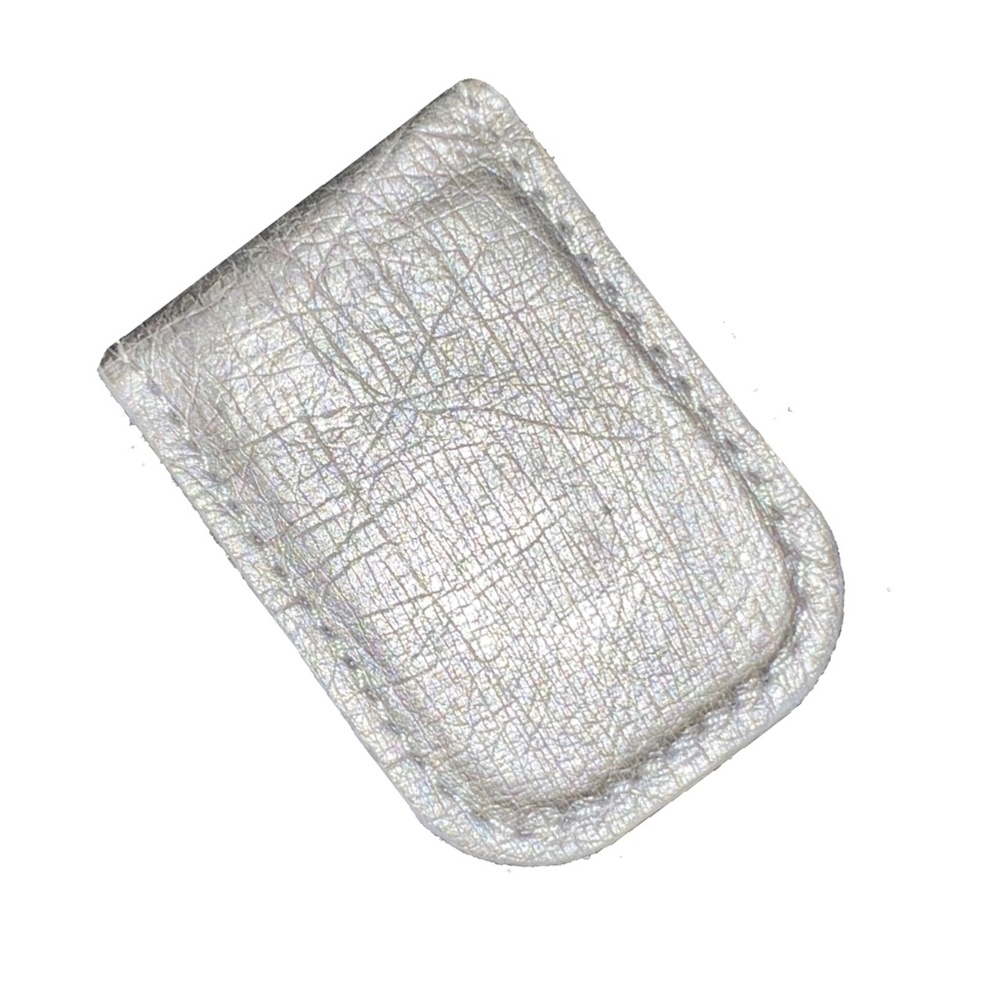 New, Custom Italian Leather Silver Magnetic Money Clip with Blue Suede Interior